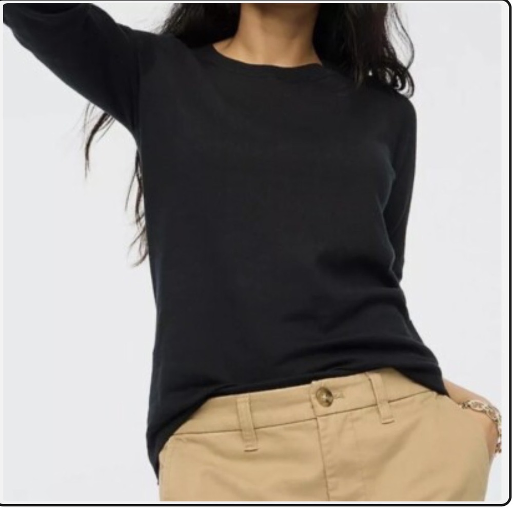 *NWT J. Crew Women's Black Wool Cotton Blend Teddie Sweater Crew Neck Small